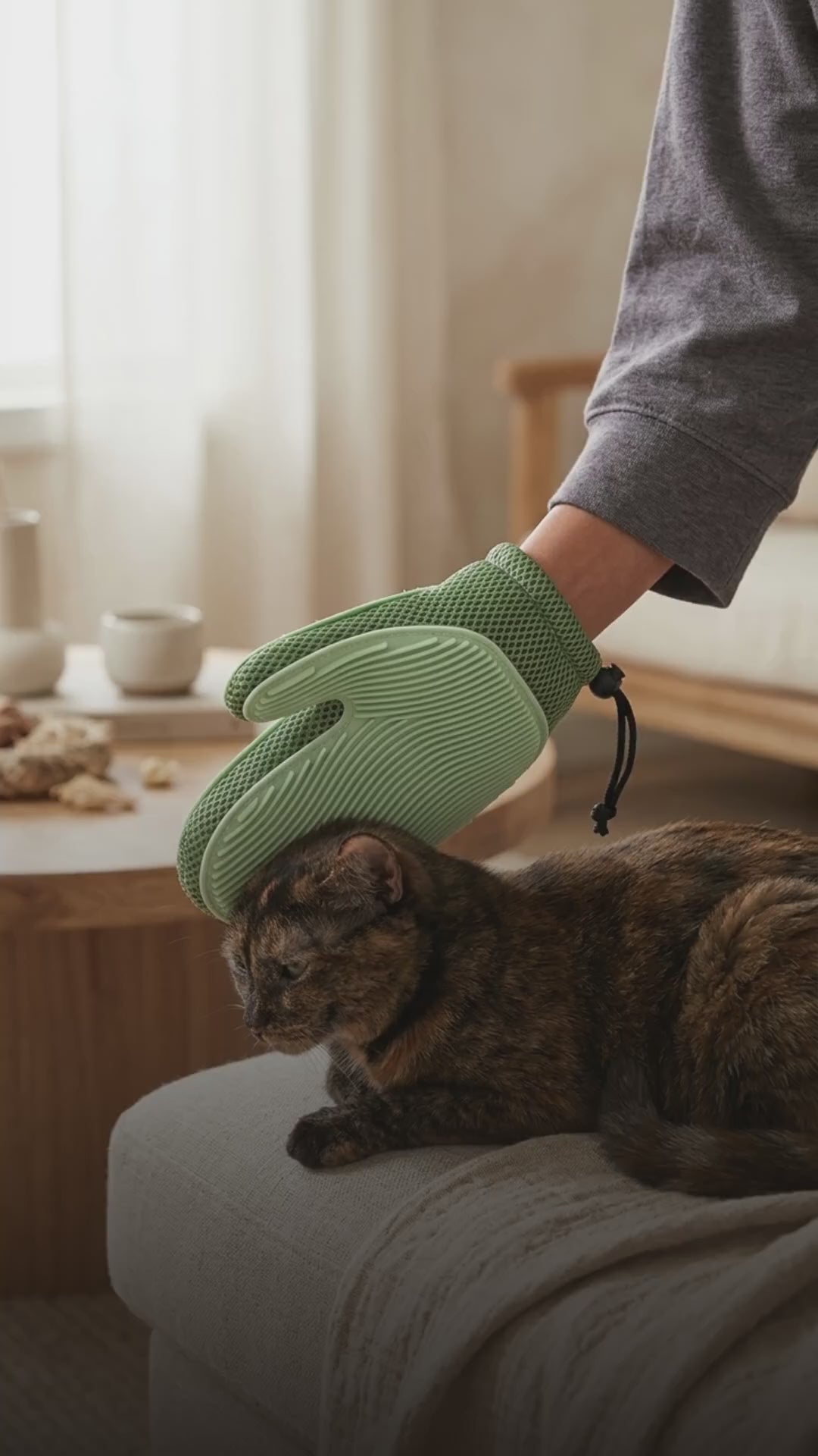 Mollypaws 2-in-1 Pet Fur Glove — Grooming & Hair Remover for Cats and Dogs